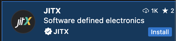 listing of the JITX extension with an install button